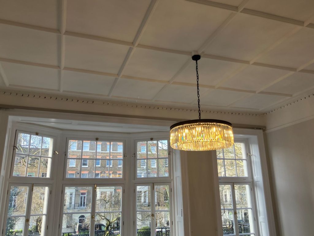 image of restored lath and plaster ceiling at 5 montagu square
