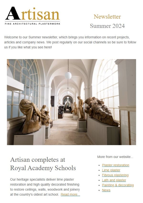 artisan plastercraft newsletter summer 2024